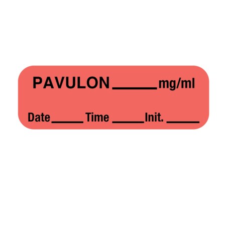 Nevs Label, Pavulon 1/2" x 1-1/2" Flr Red w/Black LANT-1492D